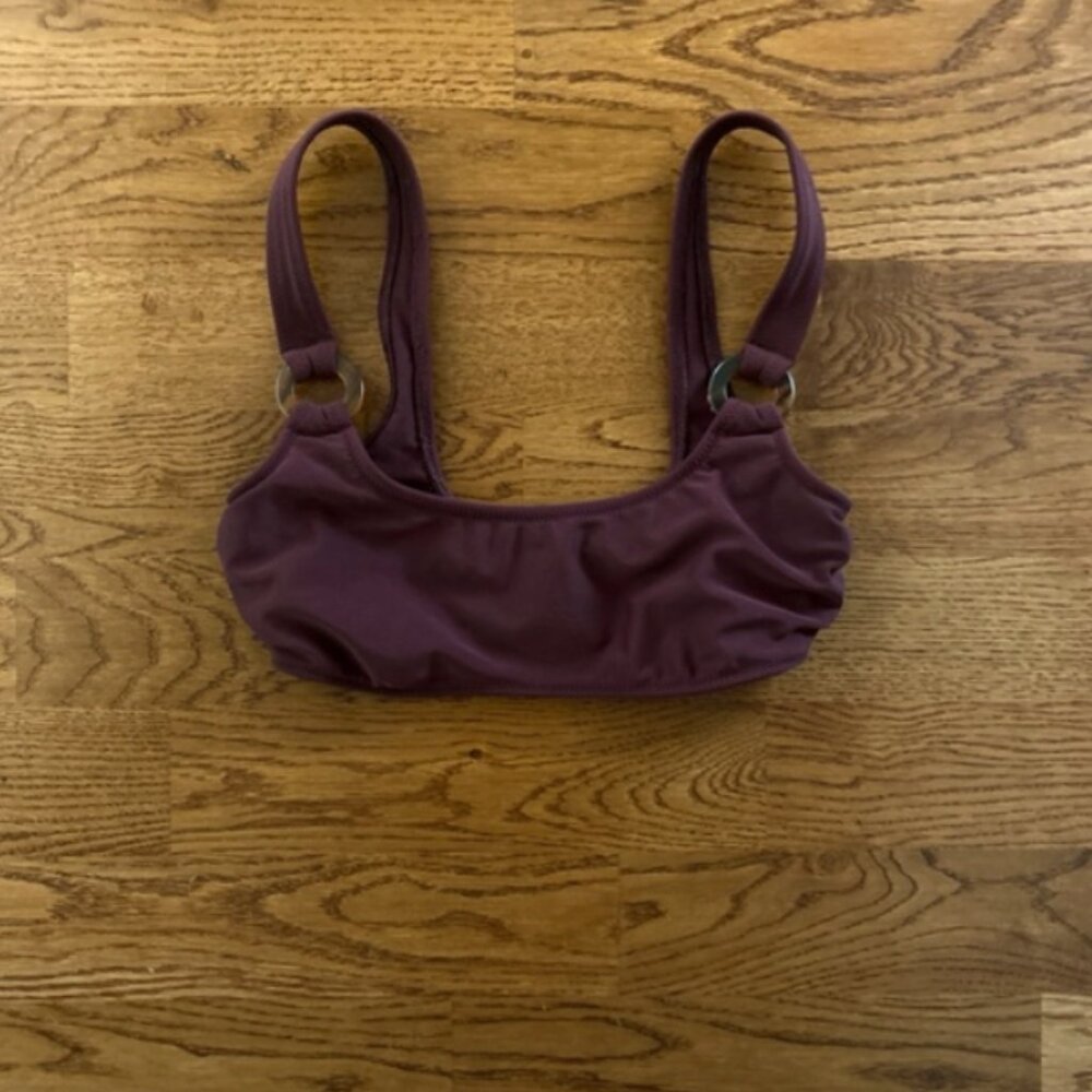 Abercrombie Fitch Bikini Top Swim Burgundy Maroon XXS Scoop Ring Women Wine